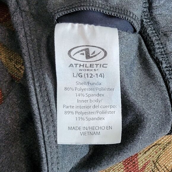 Athletic Works Sports Bra Womens L 12 - 14 Gray Core Active Lattice Back Cami - Picture 4 of 5